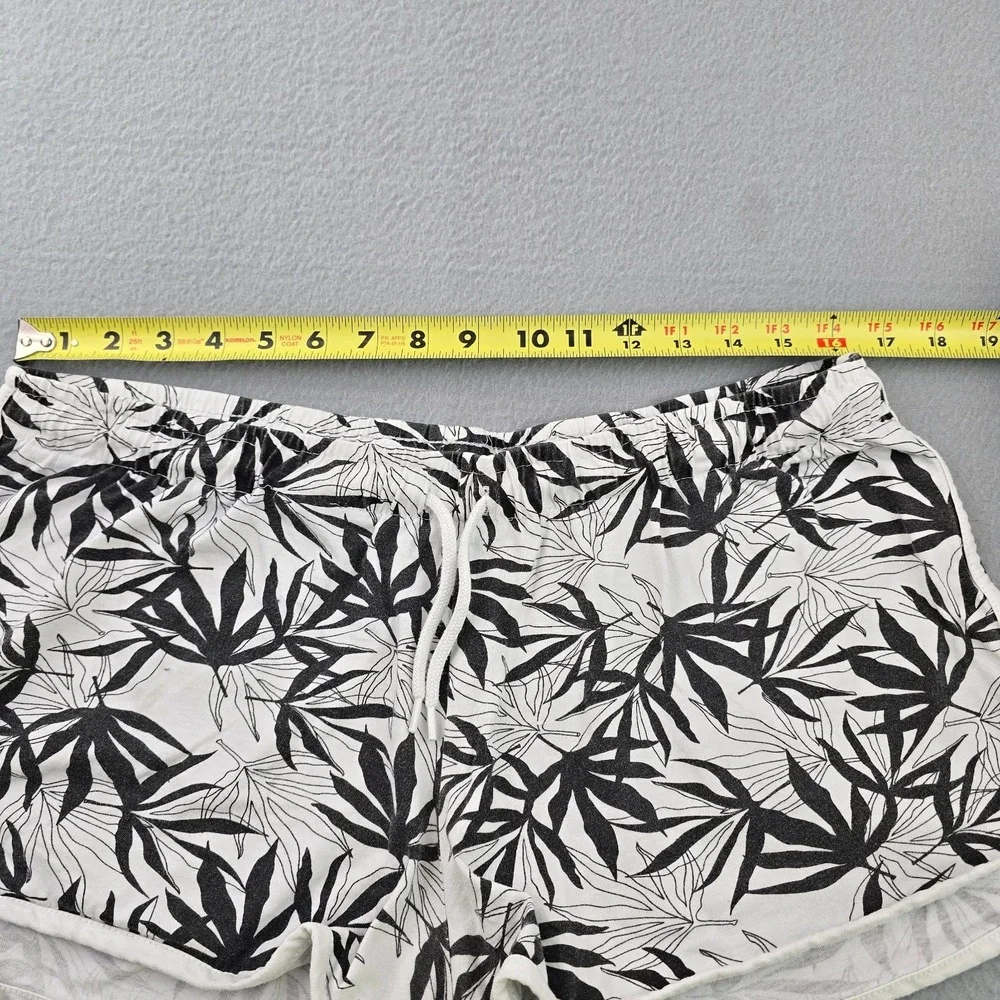 Primark Loungewear Shorts Womens Large Black White Floral Print Drawstring Waist